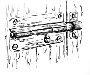 Old latch ink drawing 