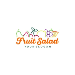 Gordijnen Logo of a fruit salad concept in vector. Healthy food logo template © stupic
