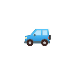 Automobile Vector Icon. Isolated Blue Car Emoji, Emoticon Cartoon Style Illustration