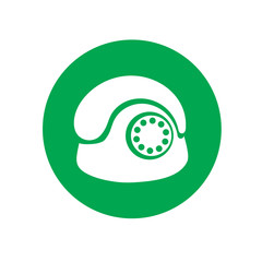 Obraz premium Retro phone logo silhouette in a green circle on a white isolated background. Vector image