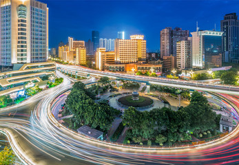 Overpass of the light trails, beautiful curves.