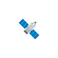 Satellite Vector Icon. Isolated Cosmos Equipment, GPS Cartoon Style Emoji, Emoticon Illustration