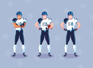 sportsmen with uniform, men team players american football © djvstock