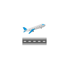 Airplane Departure Vector Icon. Isolated Passenger Plane Cartoon Style Emoji, Emoticon Illustration