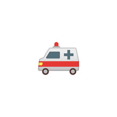 Ambulance Vector Icon. Isolated Ambulance Car Cartoon Style Emoji, Emoticon Illustration