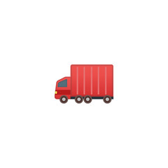 Articulated Lorry Vector Icon. Isolated Delivery Freight Van Cartoon Style Emoji, Emoticon Illustration