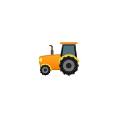 Tractor Vector Icon. Isolated Agricultural Tractor Cartoon Style Emoji, Emoticon Illustration