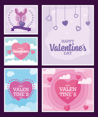 Valentines day frames cards vector design