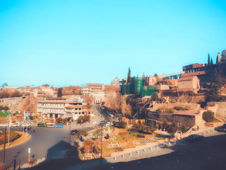 Obraz premium TBILISI, GEORGIA - December 17 2019: Beautiful landscape view of the old district. Old Tbilisi, winter in the city