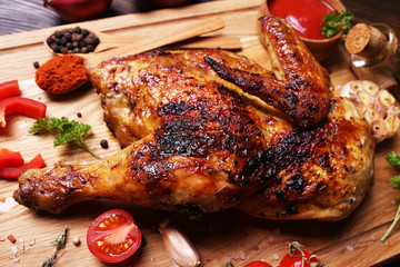 Roasted chicken with spices and vegetables