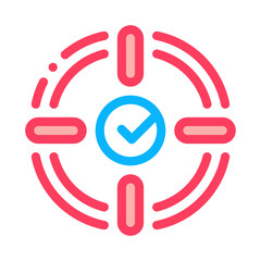 Target Check Mark Icon Vector. Outline Target Check Mark Sign. Isolated Contour Symbol Illustration