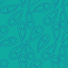Fototapeta na wymiar Vector seamless pattern ginko wax with blue arabesques and turquoise background