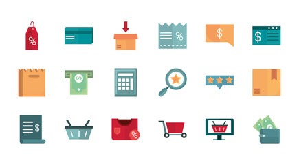 shopping business commerce trade online icon set