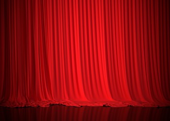 Red curtain on stage 3d rendering