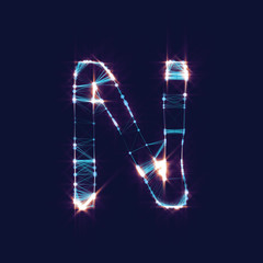 Molecule alphabet isolated on dark background. DNA font.