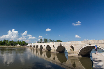 Historical bridge over the Meric river in Edirne