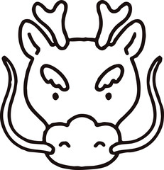 Simple and cute dragon head outline only