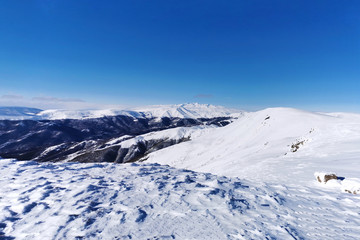 Fototapeta na wymiar Mountains winter panoramic view