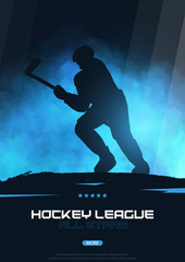 Ice Hockey poster with player and Stick.