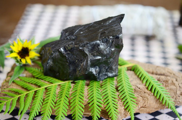 Large Rough Jet. Black healing crystal. Solid Jet crystal from Russia. Large natural black Jet chunk, Grounding and Protection Healing Stone. Witches healing, witchy vibes. Crystals and plants on wood