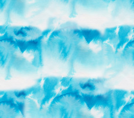  Watercolor sky. Seamless pattern with blue clouds