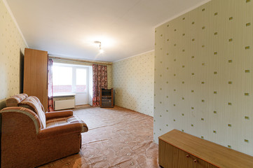 Russia, Moscow- September 10, 2019: interior room apartment modern bright cozy atmosphere. general cleaning, home decoration, preparation of house for sale