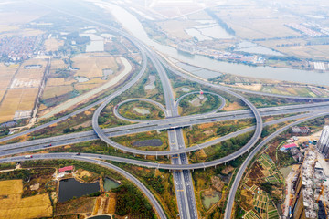 Aerial photography bird-eye view of City