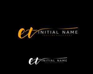 E T ET Initial handwriting logo vector. Hand lettering for designs.