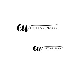 E U EU Initial handwriting logo vector. Hand lettering for designs.