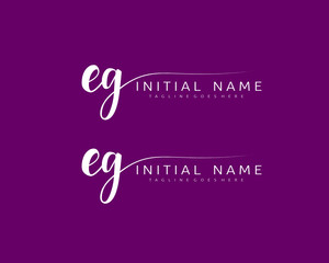 E G EG Initial handwriting logo vector. Hand lettering for designs.