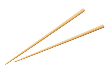 Wooden chopsticks, isolated on white background