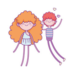 happy valentines day, young man in love with cupid cartoon