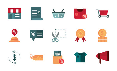 shopping business commerce trade online icon set