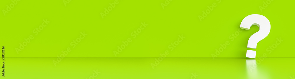 Poster question mark in front of a red color wall background. business support concept - 3d rendering.