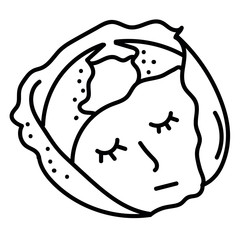 Hand drawing doodle cabbage; vegetable vector illustration for stickers, posters, seasonal design.