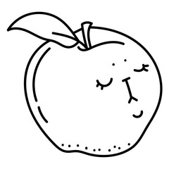 Hand drawing doodle apple; fruity vector illustration for stickers, posters, seasonal design.