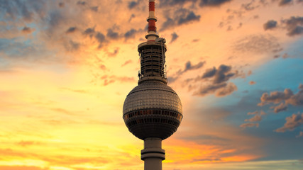 Berlin, Germany - Berlin TV tower at sunset