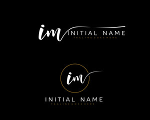 I M IM Initial handwriting logo vector. Hand lettering for designs.