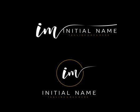 I M IM Initial handwriting logo vector. Hand lettering for designs.