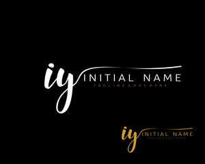 I Y IY Initial handwriting logo vector. Hand lettering for designs.