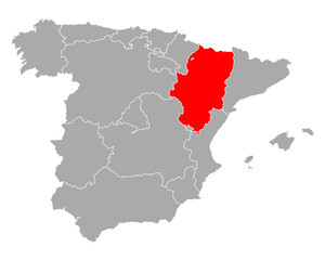 Karte von Aragonien in Spanien