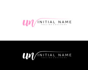 U N UN Initial handwriting logo vector. Hand lettering for designs.