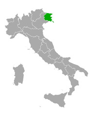 Fototapeta na wymiar Karte von Friaul-Julisch Venetien in Italien