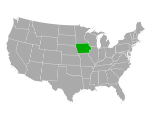 Fototapeta na wymiar Karte von Iowa in USA
