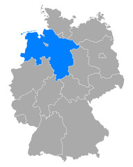 Obraz na płótnie Canvas Karte von Niedersachsen in Deutschland
