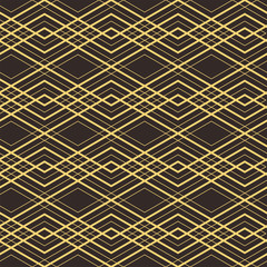 Art Deco vector semless pattern. Vintage decorative gold geometric background texture for wallpaper, print, poster, card and etc. Simple 1920 art deco background. Linear shapes