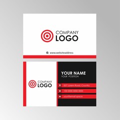 Simple Clean Business Card Template Design With Red, Black and White Color, Professional Business Card Vector Editable