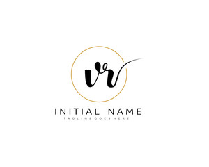 V R VR Initial handwriting logo vector. Hand lettering for designs.