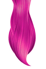 Pink hair isolated on white background. Long ponytail
