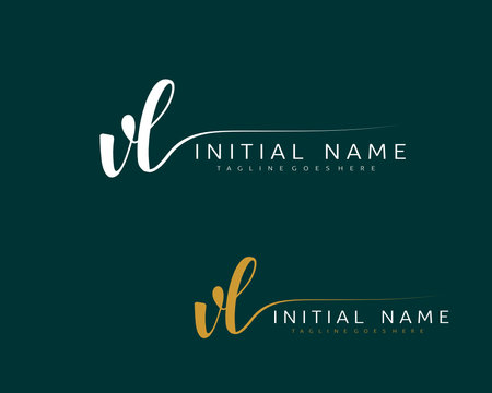V L VL Initial handwriting logo vector. Hand lettering for designs.